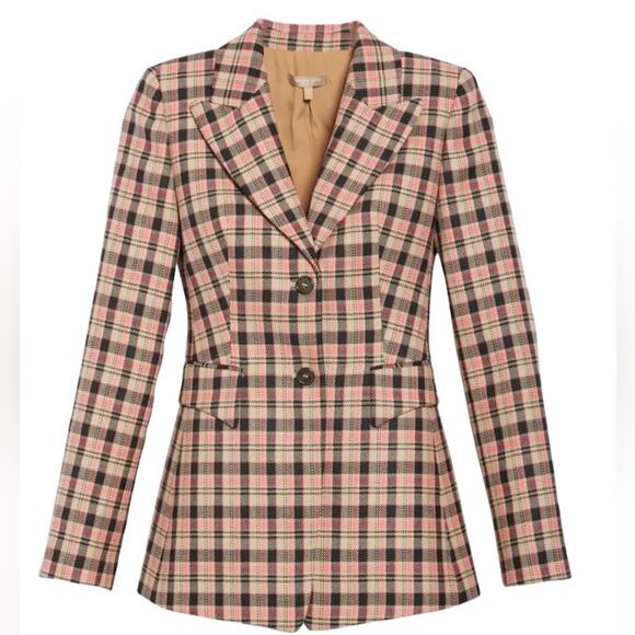 NWT NEW Michael Kors Two-Button Bold Plaid Wool Blazer - Picture 3 of 13